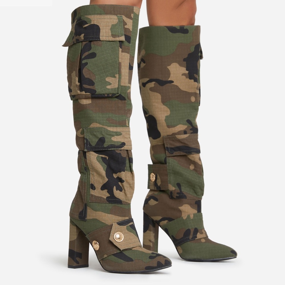camo heel boots
